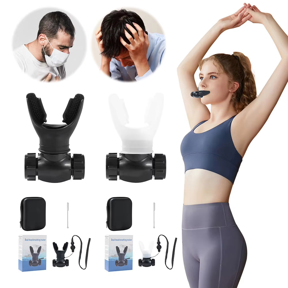 Breath Trainer Lung Flexer Adjustable Increases Lung Capacity Tool Cycling Running Respiratory Muscle Trainer for Outdoor Sport